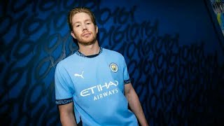 Man City 💎 Has Unveiled Their Next Season Kit 20242025 Today With Players De Bruyne Haaland [upl. by Aeynod]