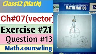 Class12math Chapter7 Exercise 71 Question 13  vector Mathcounseling lecture8 [upl. by Fatimah]