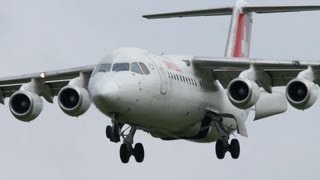 Swiss Avro RJ100 Approach and Landing at Airport BernBelp [upl. by Halbeib]