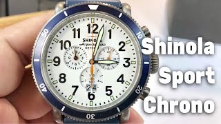 Shinola 48mm Runwell Sport Chrono white dial amp How to adjust the stopwatch hands [upl. by Ainatnas]