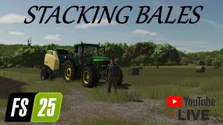 Stacking Bales on The Small Dairy Farm  Farming Simulator 25 [upl. by Nylevol]