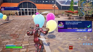 How to EASILY Release or pop balloons in Fortnite locations 7th Birthday Quest [upl. by Anyah]