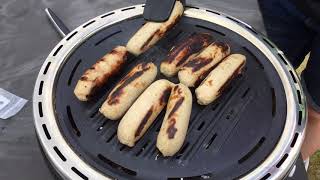 Sausages on cookshop Portable Charcoal BBQ Grill [upl. by Schuman217]