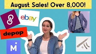 8000 August Sales BOLO items eBay Poshmark Mercari Depop What Sold Part Time Reseller [upl. by Elexa]