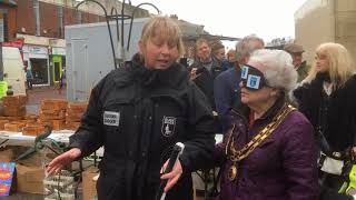 Mayor given blind folded tour of Dereham to raise awareness [upl. by Kelly]