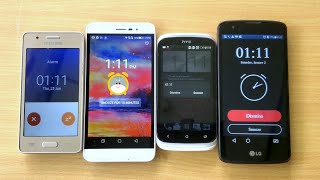 Four Budget Phones Set For alarm ringingAlarm offHTCSamsungCoolpadLG [upl. by Suilenroc309]