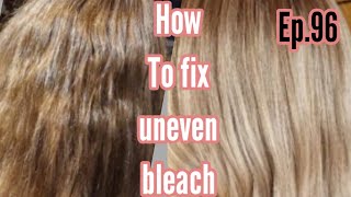 how to fix uneven bleach hair at home ep96 [upl. by Akyre19]