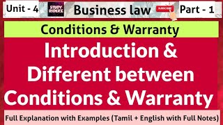 Conditions amp Warranty  Part 1  Business Law  Unit 4 [upl. by Aihcropal]