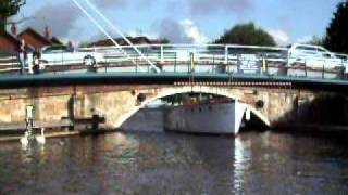 Betsie Jane River Tours clears Wroxham Bridge [upl. by Ylerebmik]