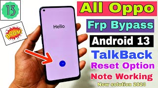 All Oppo FRP Bypass Android 13 Update  New Trick 2023  All Oppo Google Account Bypass Without Pc [upl. by Yelrahs29]