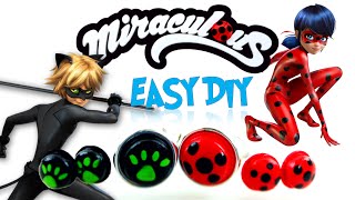 Easy DIY Miraculous Ladybug amp Cat Noir Ring and Earring Tutorial Evies Toy House [upl. by Ococ]