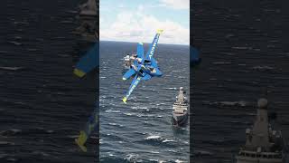 Extra caution Boeing FA18 Super Hornet Blue Angels take off on an aircraft carrier shorts [upl. by Sublett]