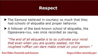 The Bushido Code Video 4 Rei Respect [upl. by Stubbs]