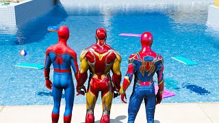 GTA 5 SPIDERMAN Water Slides RAGDOLLS  Spiderman Hulk Iron man SpiderMan Euphoria Ragdolls [upl. by Carpenter]