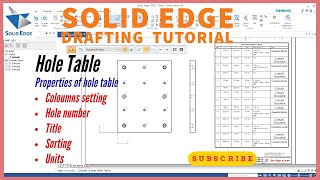 solid edge hole table  How to use hole table in solid edge drafting [upl. by Midas]