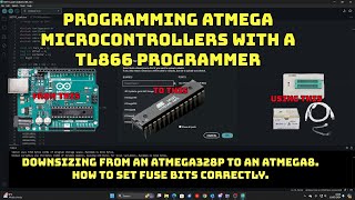 Using salvaged microcontrollers for Arduino projects  programming an ATMEGA8L with a TL866II RUL [upl. by Calandra]