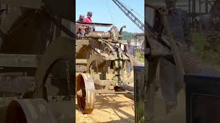 Ancient Steam Traction Engine Working Hard Pulling A Road Grader Up Hill [upl. by Hterrag]