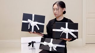 LUXURY DESIGNER UNBOXING amp TRY ON HAUL CHANEL AMINA MUADDI GUCCI RADO JACQUEMUS  JAIME XIE [upl. by Nanni]