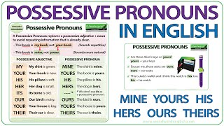 Possessive Pronouns in English  Mine Yours His Hers Ours Theirs  Learn English [upl. by Nabroc636]