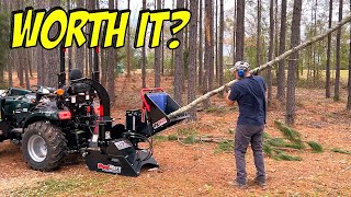 Pushing the Limits With a Wood Chipper on a Sub Compact Tractor  WoodMaxx 8600 Review [upl. by Barcot100]