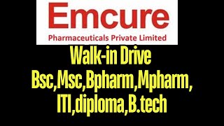 Emcure Pharmaceuticals WalkIn for ProductionPackingQAQCMicrobiologyEngineering [upl. by Kamat664]