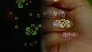 Glow in the dark video nail art tutorial 3D flowers [upl. by Bayly]