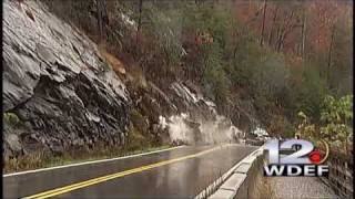 CAUGHT ON CAMERA Rock Slide Closes TN Highway 64 in Polk Co [upl. by Aissatan817]