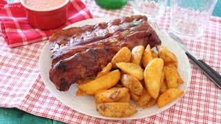 Receta costillas al horno con patatas [upl. by Yance]