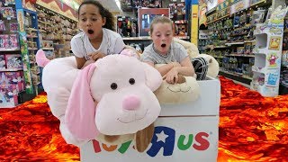 THE FLOOR IS LAVA CHALLENGE AT TOYS R US [upl. by Atinus]