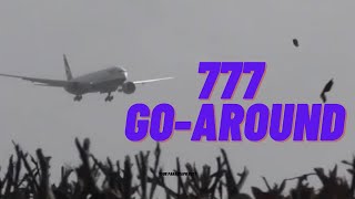 GO AROUND 777 British Airways sets off car alarm Heathrow Airport Storm Eunice [upl. by Sakram]