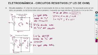 Eletrodinâmica  Circuitos Resistivos 1a Lei de Ohm [upl. by Renado]