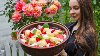 Ukrainian girl cooks Traditional Lazy Dumplings in Village Morning Yoga and Relax Day [upl. by Znerol]