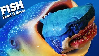 NEW MEGALODON vs GIANT WHALE SHARK  Feed And Grow Fish Gameplay [upl. by Atneuqal]