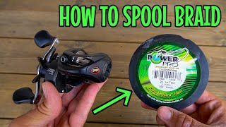 How to Spool BRAID on a BaitCaster  SIMPLE STEPS 2020 [upl. by Xonnel]