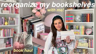 organize amp decorate my bookshelves with me  book haul [upl. by Atthia630]