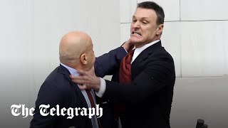 Mass brawl in Turkish parliament as proErdogan MPs trade blows with opposition [upl. by Enrico]