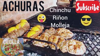 COMO hacer CHINCHULINES Molleja y RIÑON parrillada de quotACHURASquot también ensalada CRIOLLA 🐄🔥😎 [upl. by Marb]