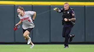 Fan invades baseball field does a backflip and gets Tasered  CAUGHT ON CAMERA [upl. by Lisan798]