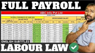 🔴How to make Payroll in Excel for beginners  Payroll Calculation as per Labour Laws [upl. by Enialahs]