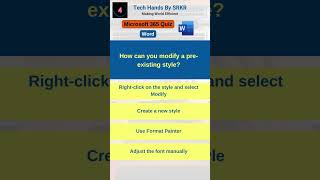 How can you modify a preexisting style WordTraining WordQuiz Microsoft365 MSWordQuiz [upl. by Vaenfila]