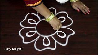 Simple Beginners Freehand Kolam Designs  easy rangoli  Muggulu without dots [upl. by Selene]