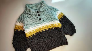 Crochet 70 How to crochet boys quotOctoberquot sweater  pullover Part 1 [upl. by Salina]