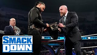 Triple H presents Reigns a new Undisputed WWE Universal Title SmackDown Highlights June 2 2023 [upl. by Leirraj]