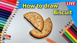 🔴How To Draw Realistic Biscuit Easily🔴Biscuit drawing🔴webart46 [upl. by Kaenel880]