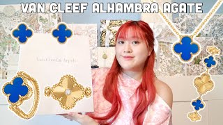 Van Cleef amp Arpels Haul💙 Van Cleef Alhambra Agate Earrings Necklace amp Ring [upl. by Slaughter]