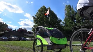 Copilot brand bike trailer kids or cargo with DIY trailer hitch [upl. by Amlev]