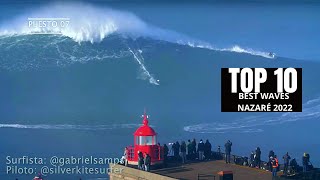 Top 10 BEST WAVES of NAZARE SWELL 2022 [upl. by Samul]