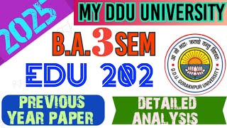 EDU 202 IMPORTANT PYQ EDU 202 MCQ BA 3 SEM EDUCATION MCQ EDU 202 OBJECTIVE QUESTIONSEDUCATION [upl. by Nylrem]