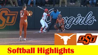 2 Texas vs 10 Oklahoma State Softball Game 1 Highlights March 28 2024 [upl. by Alleynad]