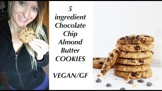 5 ingredient Chocolate Chip Almond Butter COOKIES VEGAN  GF  TwoRaspberriescom [upl. by Rourke904]